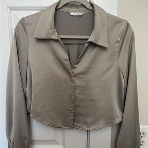 Zara satin button down top